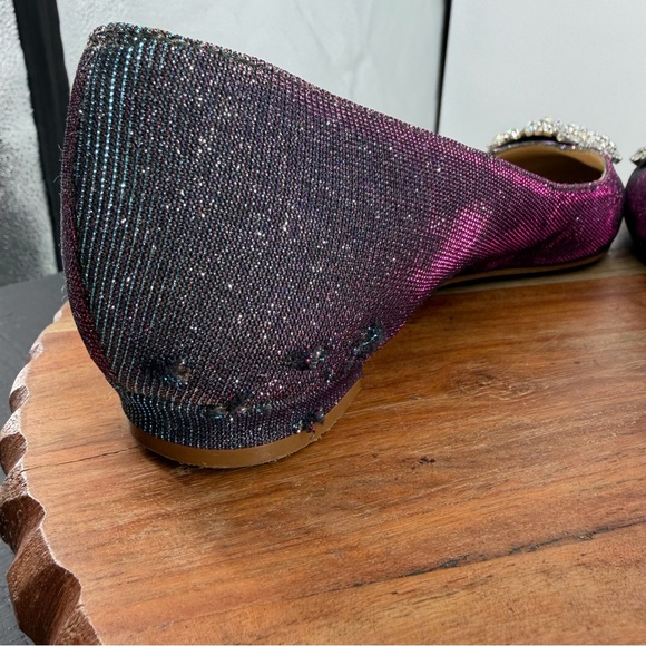 Manolo Blahnik Hangisi Flat blue glitter FMC ballerina 37.5 7.5 - Picture 9 of 13